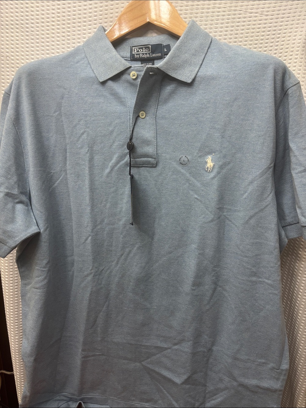 Polo by Ralph Lauren Men's Dusty Blue Pique Polo with Embroidered Pony